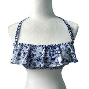 Alana Gunn for Anthropologie Halter Bikini Top Blue and White Size Medium NWT